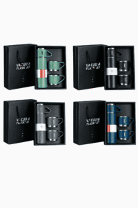 Vacuum Flask Set with 2 Cups, Double Wall Stainless Steel Thermo 500ml Vacuum Insulated Bottle Water Flask Set with 3 Cups Gift Set with Two Cups Hot & Cold (Multicolor)