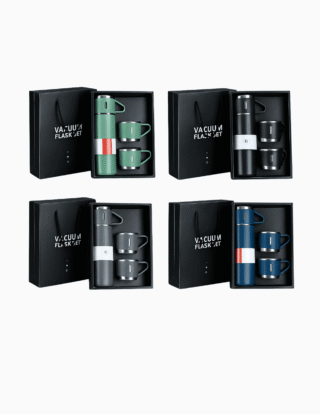 Vacuum Flask Set with 2 Cups, Double Wall Stainless Steel Thermo 500ml Vacuum Insulated Bottle Water Flask Set with 3 Cups Gift Set with Two Cups Hot & Cold (Multicolor)