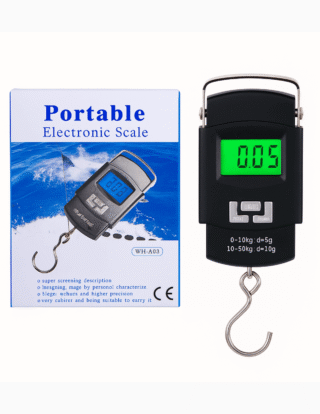 A. SHARIF™ Portable Electronic Scale Fishing Hook Type, Digital LED Screen Luggage Weighing Scale with Metal Hook (Black, 50 kg)